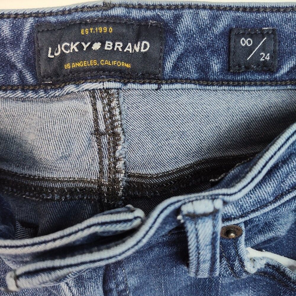 Lucky Brand Lolita Super Skinny Cropped Women's Jeans, 00/24, Raw Hem, Blue - Picture 10 of 13